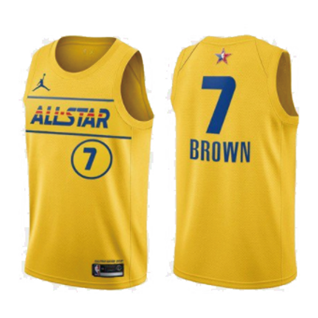 All Star Jaylen Brown #7 Jordan Brand Yellow 2021 Swingman NBA Jersey