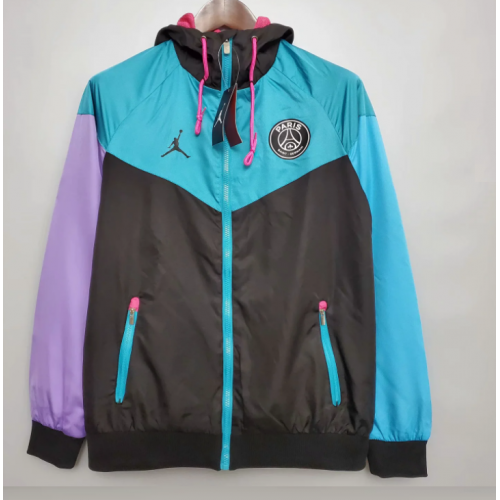 PSG Windbreaker Hoodie Jacket Turquoise&Pink 2021/22 | MineJerseys
