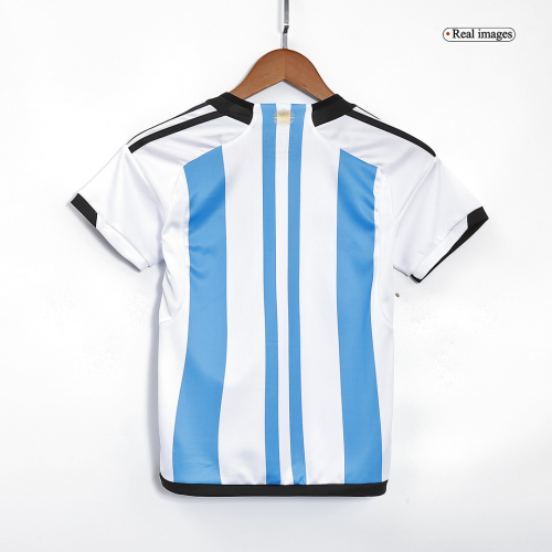 Argentina Kids Three Stars Home Jersey Kit World Cup 2022