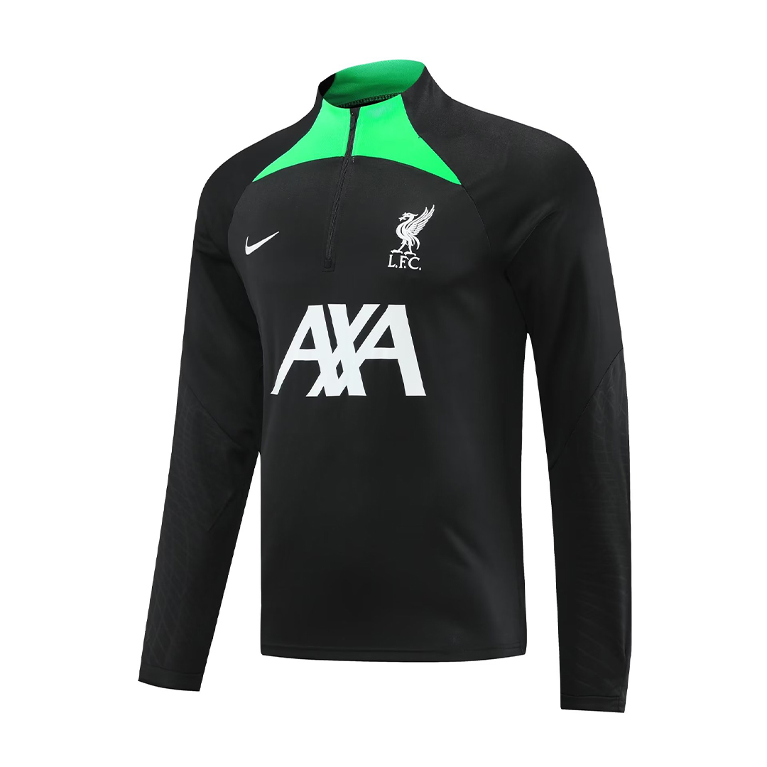 Kids Liverpool Zipper Sweatshirt Kit(Top+Pants) Black 2023/24