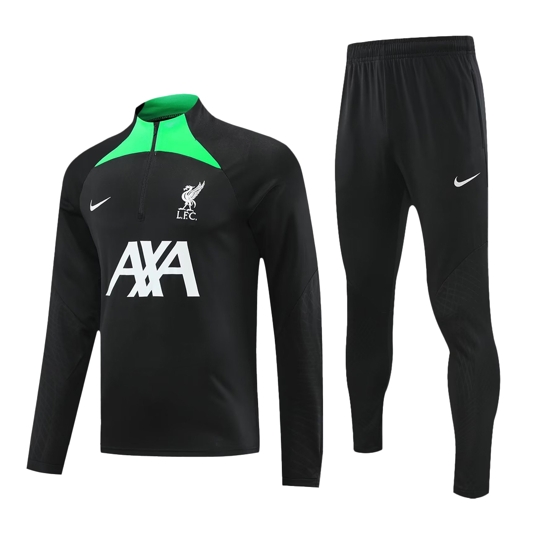 Kids Liverpool Zipper Sweatshirt Kit(Top+Pants) Black 2023/24